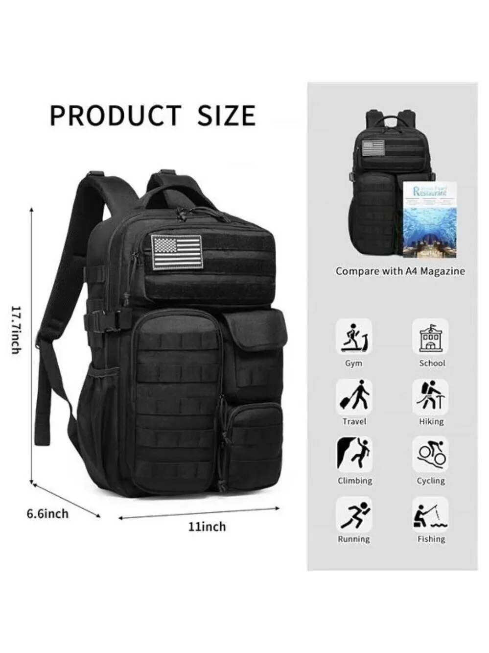 Wotony Tactical Backpack Waterproof Military Hiking Bag 45L Outdoor Gear